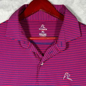 Rhoback Polo Shirt XL Red Blue Striped Golf Performance